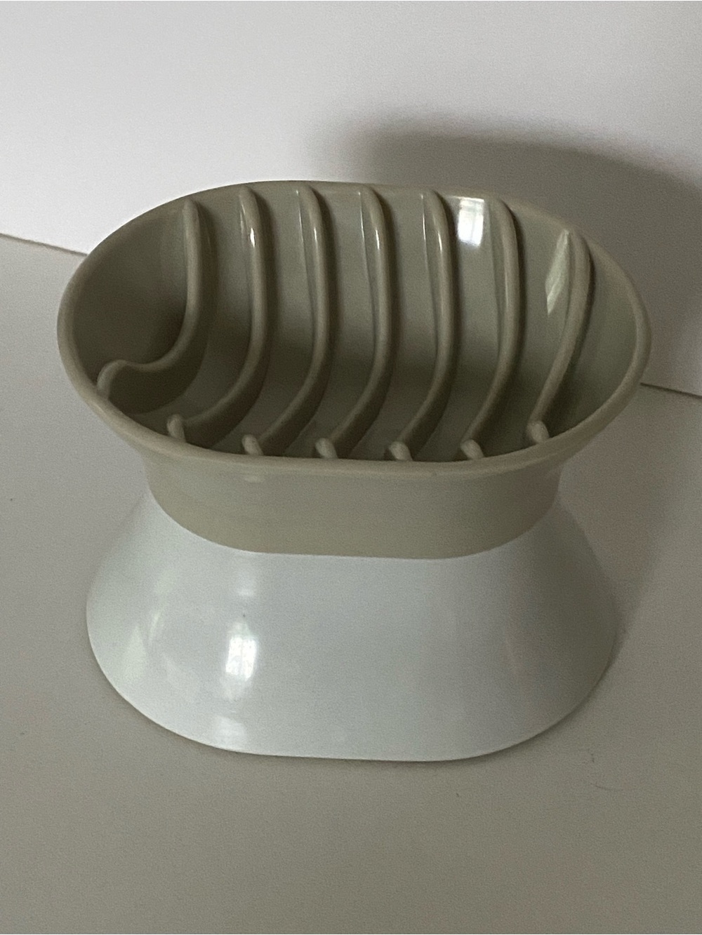 Slow Feeder Cat Bowl Elevated Beige Food Dish 5” X 3.5” Slower Eating Non skid